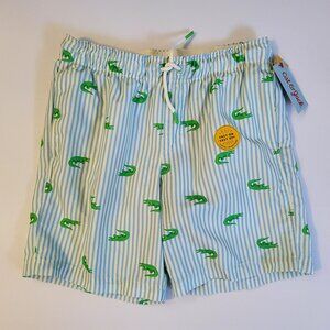 Cat & Jack Boys UPF 50+ SwimTrunks Green Crocodile Print L (10/12) Elastic Waist